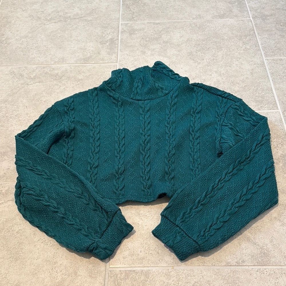 Emerald Green Cable Knit Sweater